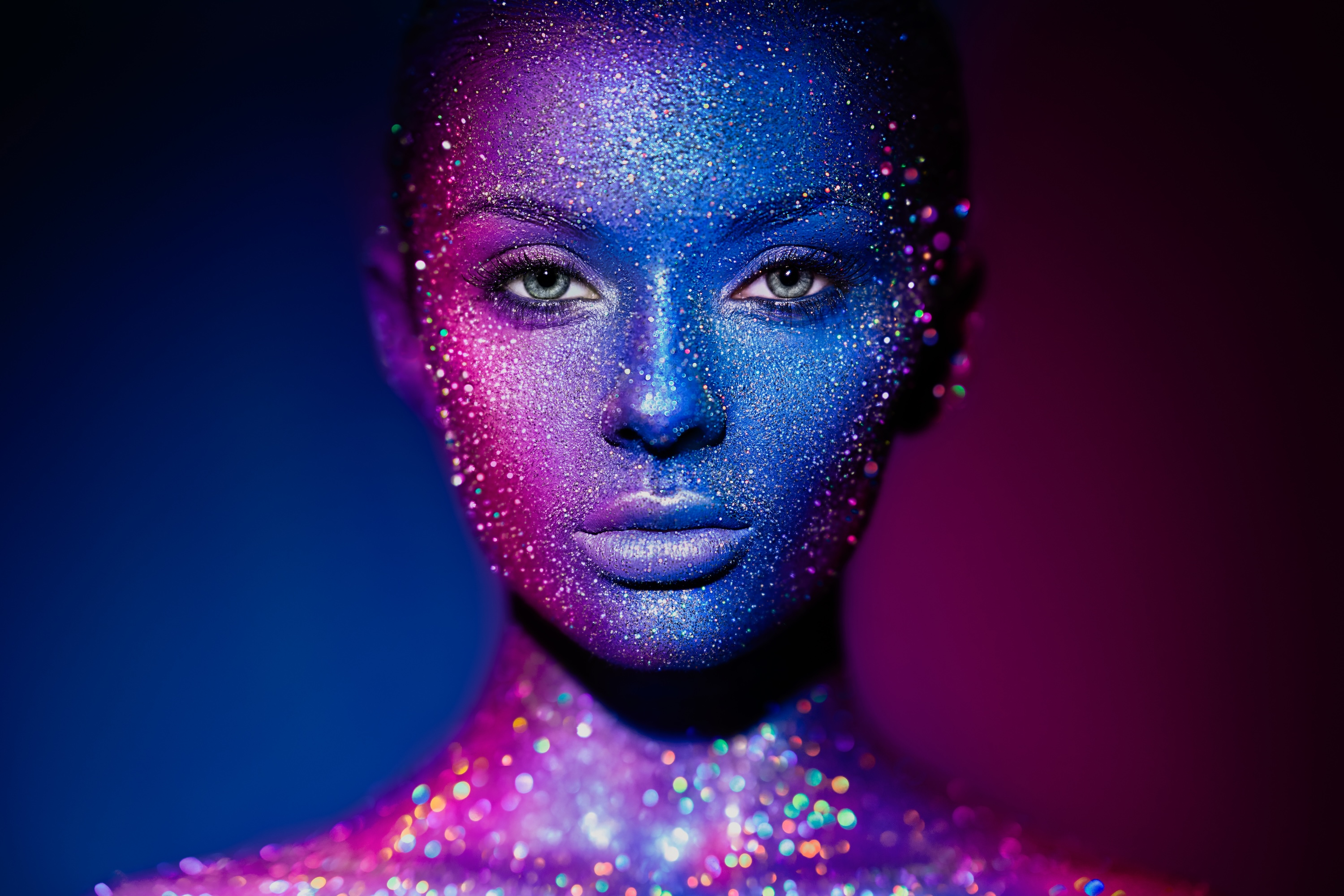 A person's face being analyzed by an AI skin-scanning overlay