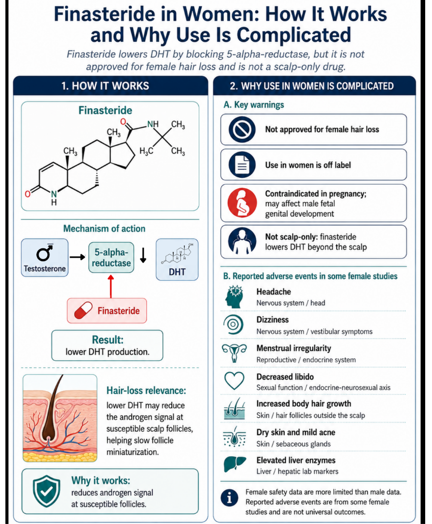 Finasteride in women: how it works and why use is complicated