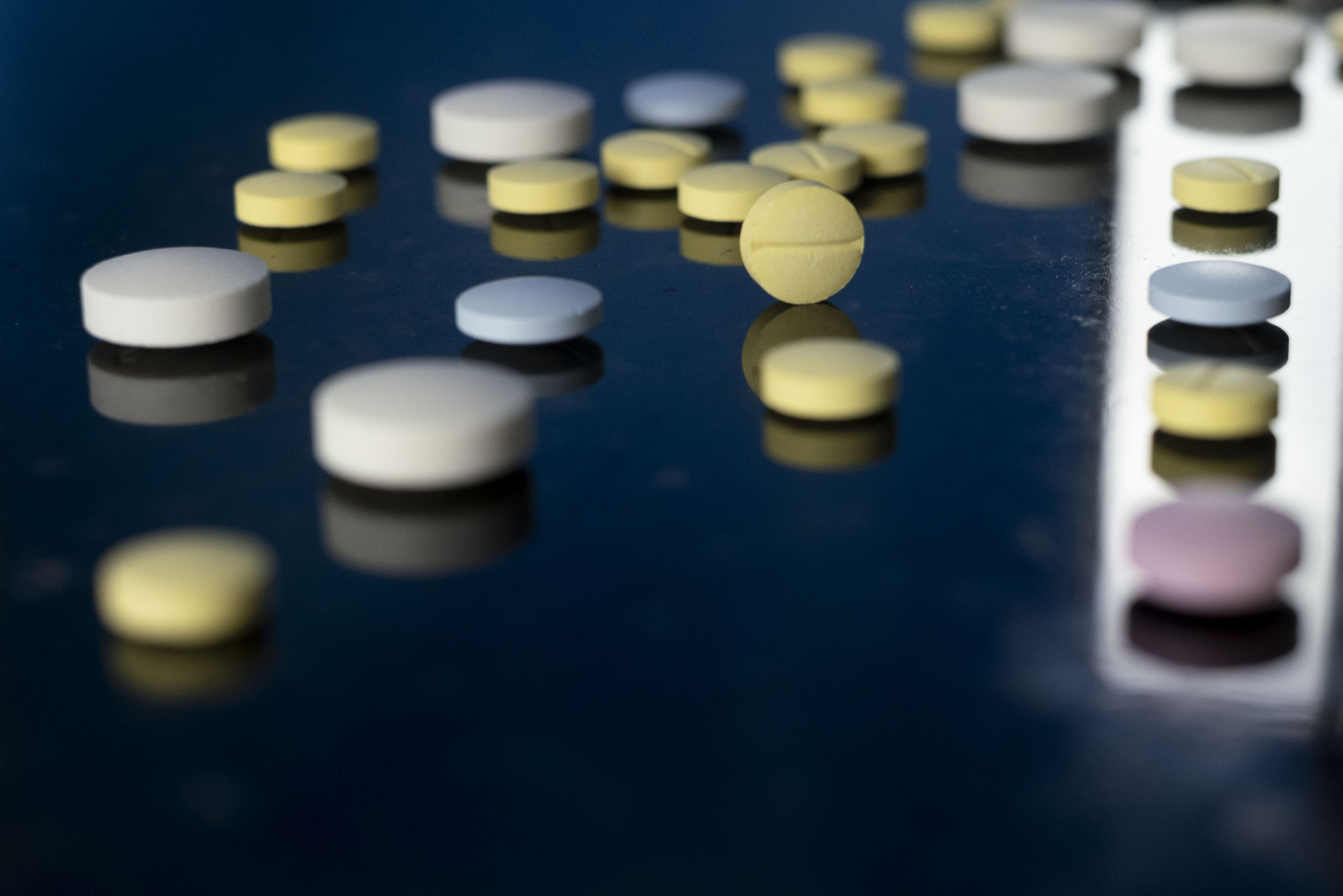 Drugs tablets on a surface