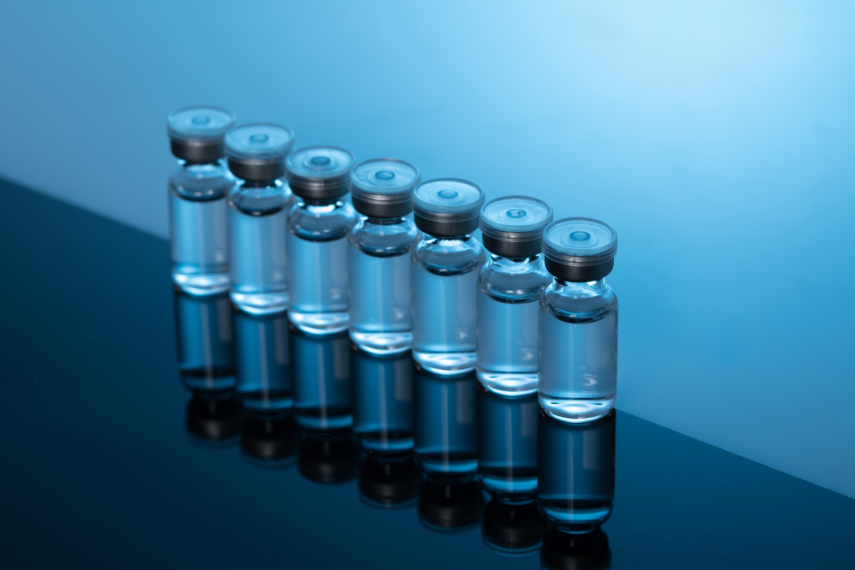 Vials of peptides on a laboratory bench