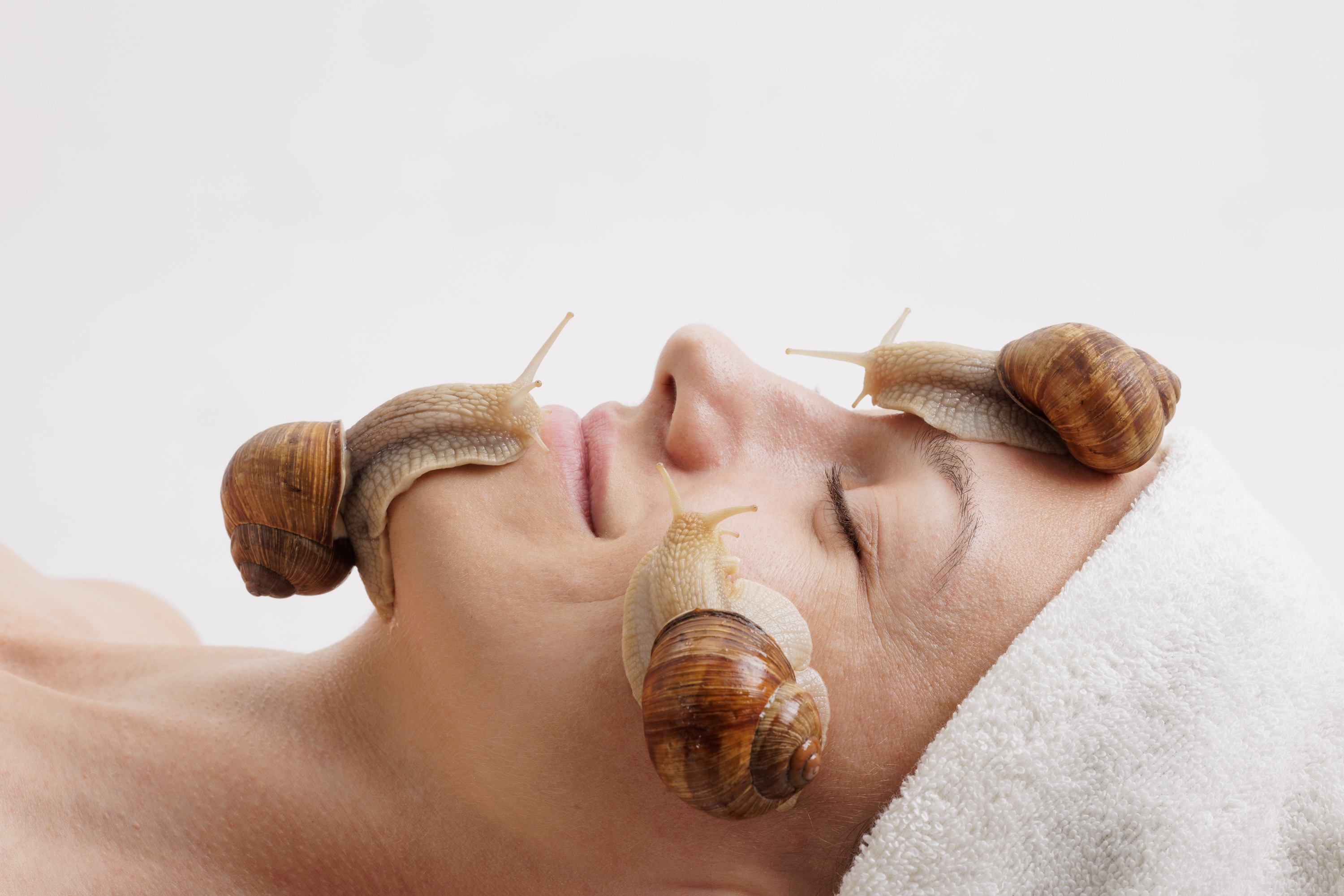 Snails on a person's face