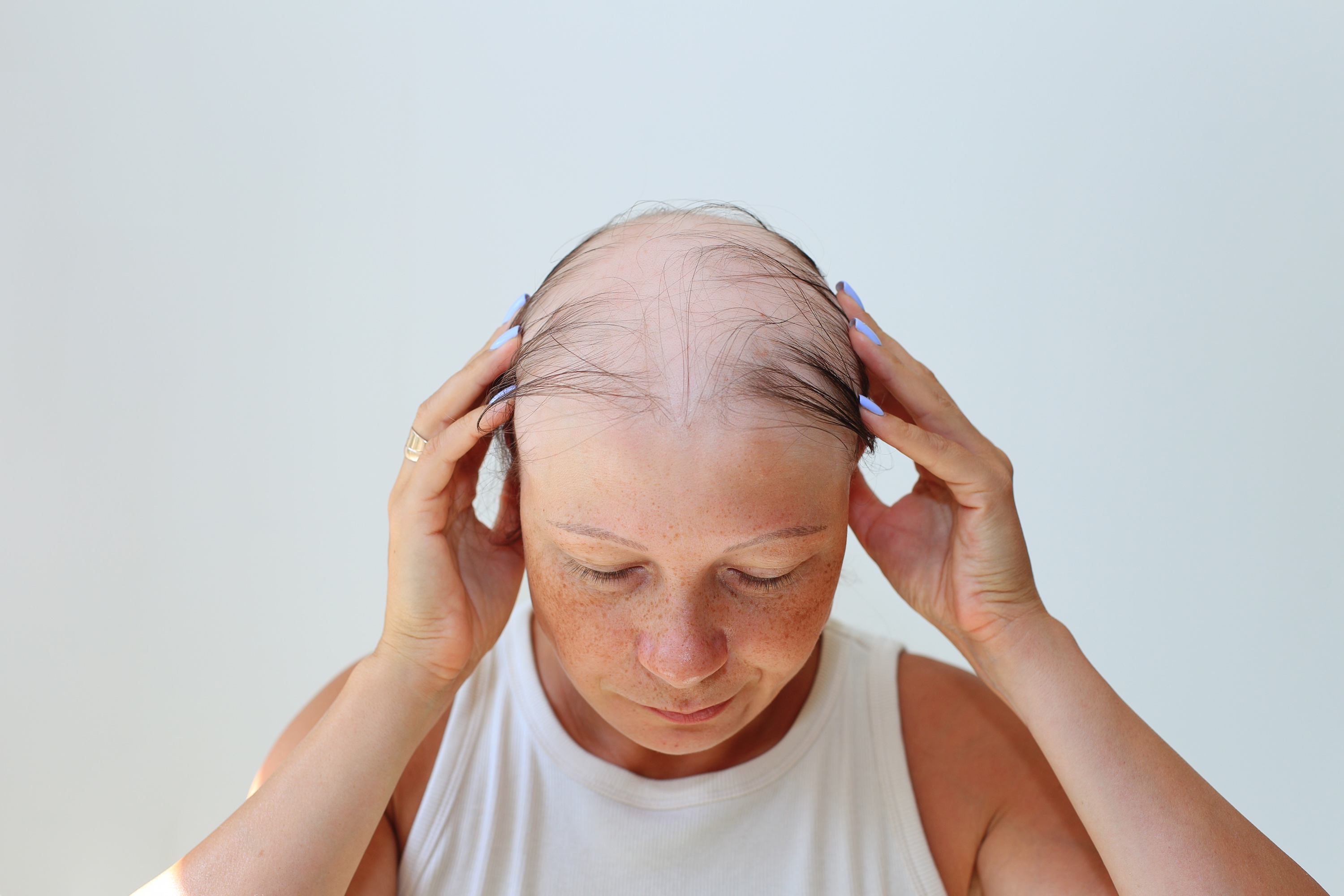 Close-up of healthy hair showing texture and density